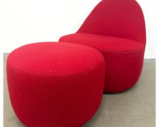 Lot 1073 2pc BERNHARDT DESIGN Mitt Lounge Chair and Ottoman. Designed by Claudia and Harry Washington. Uphols