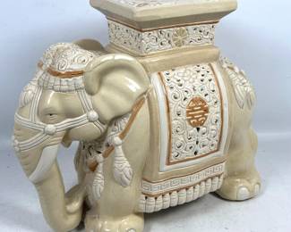Lot 1277 Glazed Ceramic Elephant Garden Stool.