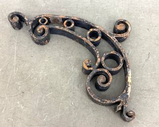 Lot 1245 Large Antique Wrought Iron Architectural Scroll Bracket featuring a Curving Spandrel Design with int