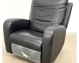 Lot 1065 Natuzzi Black Leather Swivel Glider Recliner Lounge Armchair with Manual Lever