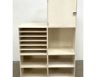Lot 906 5pc Mid Century Modern Palaset Modular Stacking Cube Storage System. Unsigned.