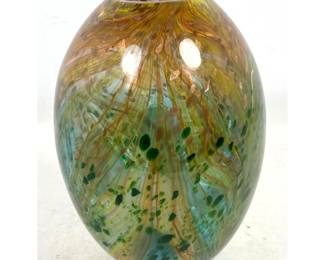 Lot 788 Colorful Art Glass Vase. Unmarked.