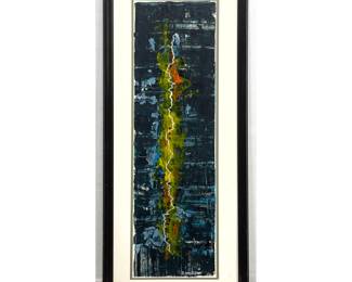 Lot 970 Dennis Sakelson Abstract Mixed Media Painting on Paper. Modernist Expressionist Composition. Signed.
