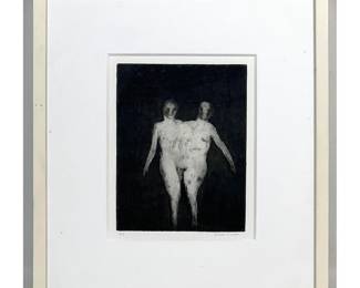 Lot 718 Sarah Peters Etching with Aquatint depicting a bicephalic figure. Pencil signed and numbered 125. F