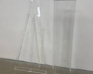 Lot 907 2pcs Lucite Acrylic. Artist easel and Column Pedestal.