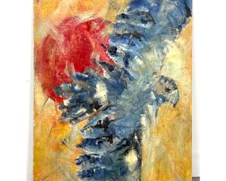 Lot 979 Omin Expressionist oil painting on canvas Abstract Modern. Bird in flight.
