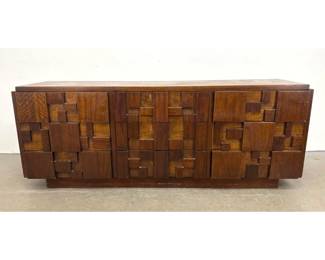 Lot 1106 Lane Staccato Brutalist Walnut 9 Drawer Lowboy Dresser Credenza Altavista Virginia