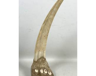 Lot 820 Walrus tusk mounted on whale bone base