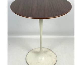 Lot 707 Vintage Mid Century Eero Saarinen Knoll Tulip Walnut Top Table, Label Knoll International.