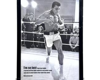 Lot 969 Muhammad Ali Shadow Boxing Framed Poster with I m So Fast Quote and Official Ali Logo