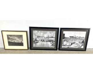 Lot 943 3pcs A. Aubrey Bodine Black and White Photograph Prints. Annapolis Harbor and Downtown Area, Horses