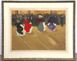 Lot 977 ABEL TRUCHEL Color Lithograph Le Quadrille. Female Dancers Perform. Framed under glass. Signed in