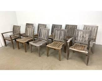 Lot 1227 Set of 10 Kingsley Bate Teak Outdoor Dining Chairs including 2 Armchairs and 8 Side Chairs