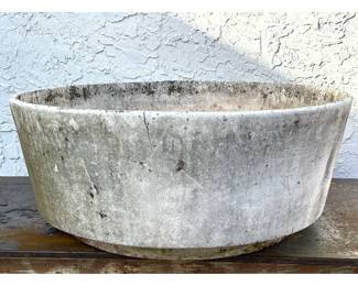 Lot 1243 Large Willy Guhl Architectural MidCentury Modern Brutalist Planter. Tapered cylindrical form.