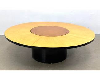 Lot 948 Post Modern Coffee Table Attributed to Dakota Jackson. Arm adjusts to raise center lazy Susan center