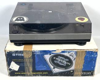 Lot 1296 Stanton STR830 Direct Drive Turntable in Original Box with Stanton 500 B Cartridge and Smoke Tinted