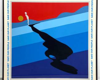 Lot 976 Ernest Tino Trova Save Our Planet Save Our People Serigraph Poster. Signed in ink. Sponsored by Oliv