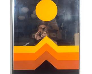 Lot 867 Turner Wall Accessory Geometric Screen Printed Mirror Art Mountain Sunset