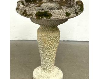 Lot 1255 2pc Cast Stone Pebble Textured Birdbath with Raised Center Basin