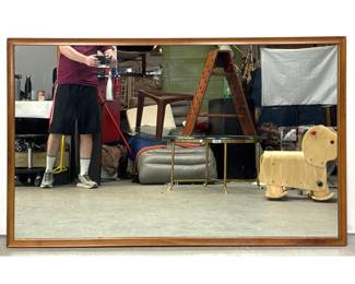 Lot 1127 Large MidCentury Modern Walnut Framed Wall Mirror. Unsigned.