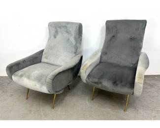 Lot 1084 Pair Contemporary Marco Zanuso Style Lounge Chairs.