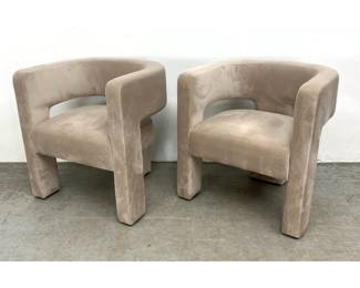 Lot 1088 Pair Contemporary Modern Barrel Back Lounge Chairs.