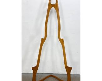 Lot 946 MidCentury Modern Sculptural Folding Wooden Display Easel with Integrated Notches. Unsigned.