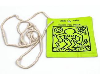 Lot 891 Keith Haring March for Peace 1988 offset print with original lanyard intended to be worn by marchers