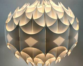 Lot 1113 Large Vest Leuchten White Plastic Rhythmik Tiered Pendant Chandelier. Made in Austria. Signed with L