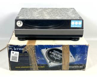 Lot 1294 Stanton STR830 Direct Drive Turntable with Straight Tone Arm and Original Box