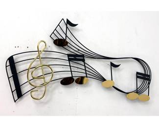 Lot 1105 Vintage C Jere Wall Sculpture. Musical Notes, Music Motif.