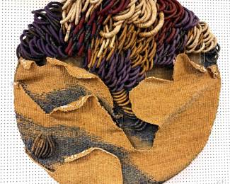 Lot 1103 Large WANG YENBO 1989 Mid Century Textile Wall Hanging Tapestry. Mixedmedia fiber art installation.