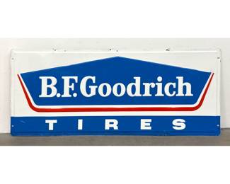 Lot 1238 Vintage B.F. Goodrich Tires Single Sided Embossed Tin Advertising Sign