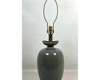 Lot 749 Vintage Mid Century Glazed Ceramic Table Lamp. Design Technics Style. Copenhagen style glaze.