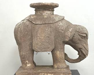 Lot 1273 Cast Cement Elephant Pedestal Garden Ornament. Plant Stand.