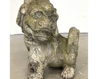 Lot 1278 Vintage Cast Stone Cement Foo Dog Garden Ornament. Outdoor. Patio.