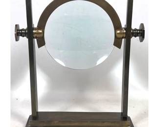 Lot 852 Art Deco style brass desktop magnifying glass on trestle stand. Made in India.