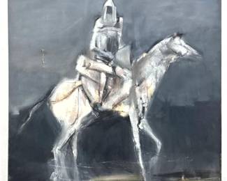 Lot 1011 Large Norman Rubington Expressionist Equestrian Painting on Canvas depicting a Knight Figure on Hors