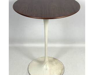 Lot 709 Vintage Mid Century Eero Saarinen Knoll Tulip Walnut Top Table, Label Knoll International.