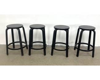 Lot 1147 Set 4 Alvar Aalto for Artek Model 64 black lacquered birch high stools dated 2010.