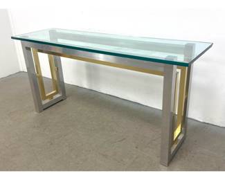Lot 755 Romeo Riga 2 Tone Console Table with Glass Top. Architectural.