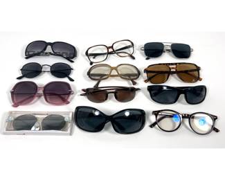 Lot 1167 12pc lot of Eyewear including Prada wrap sunglasses and Maui Jim MJ Sport rimless sunglasses plus cl