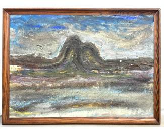 Lot 1003 Signed Abstract Landscape Mixed Media Painting on Canvas with Heavy Impasto and Earth Materials. Sig