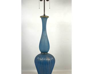 Lot 767 Tall Murano Barovier and Toso art Glass Table Lamp with Gold Leaf Inclusions. Unsigned.