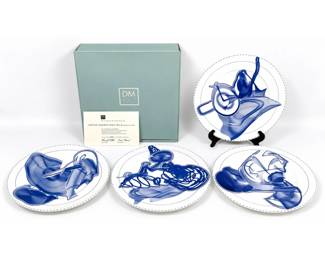 Lot 826 4pcs Frank Stella Vortex Engravings 12in Serving Plates. 5 thru 8 Produced by David Mirvish. Number