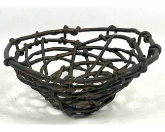 Lot 806 Brutalist Organic Style Cast Bronze Vine Design Open Work Decorative Bowl with Knot Detail