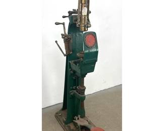 Lot 1239 Vintage Heavy Cast Iron and Brass Industrial Machine. Appears to be some Kind of Press.