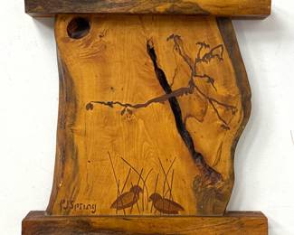 Lot 1037 PJ Spring Live Edge Spalted Maple Wall Sculpture, Marquetry, American Studio Craftsman.