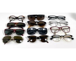 Lot 1168 Assortment of 12 Designer and Vintage Eyewear including Prada, RayBan, Maui Jim, Oakley, and D and