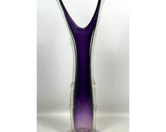 Lot 848 Tall Stephen Nelson Sommerso Amethyst and Gold Aventurine Art Glass Vase